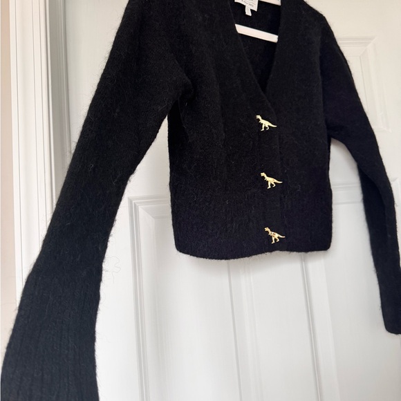 & Other Stories Black Cardigan with Gold Dinosaur Buttons - Picture 3 of 10
